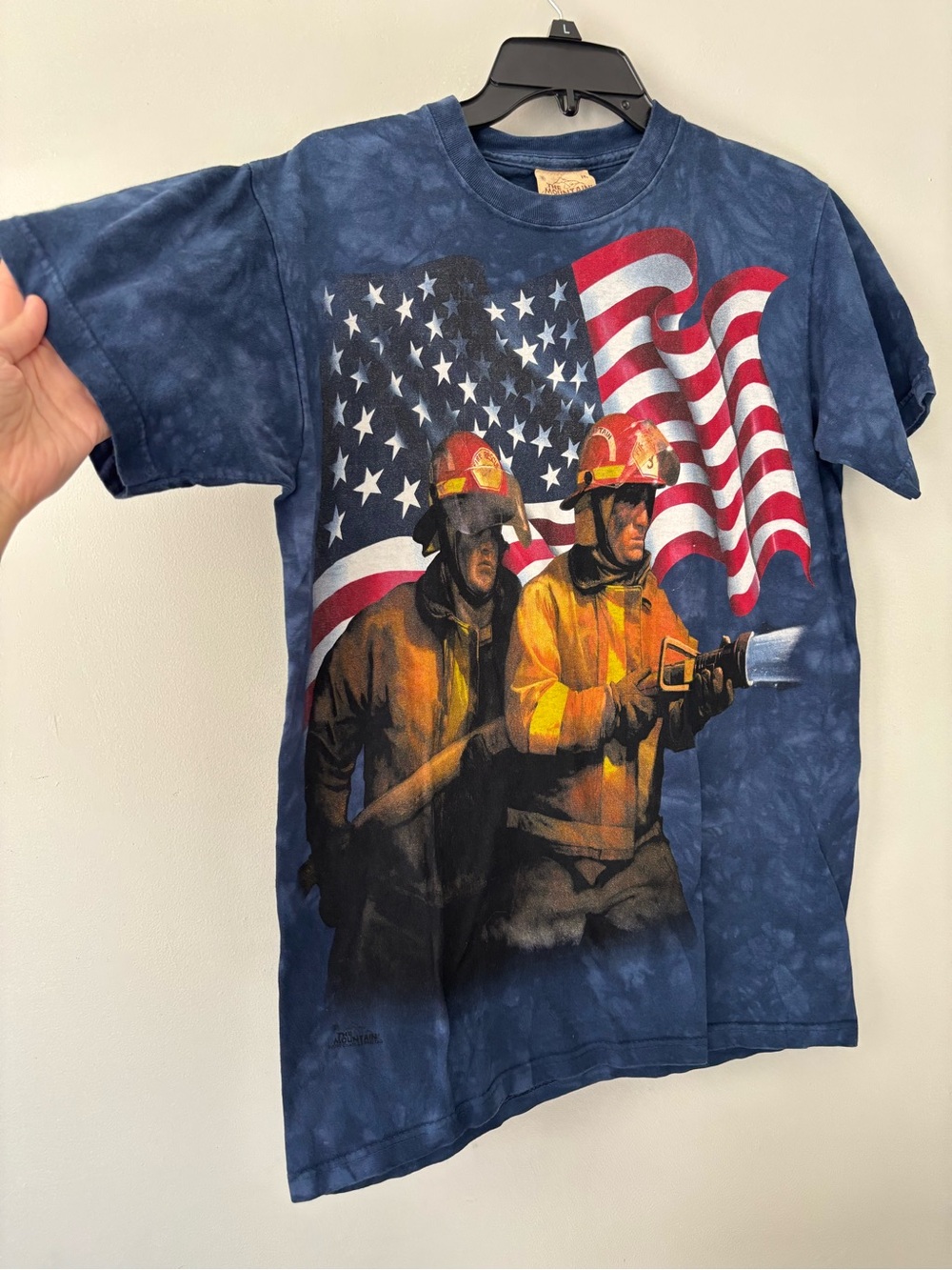 Vintage Navy Blue 9/11 US Graphic Firefighters Tie Dye t-shirt - Size Medium